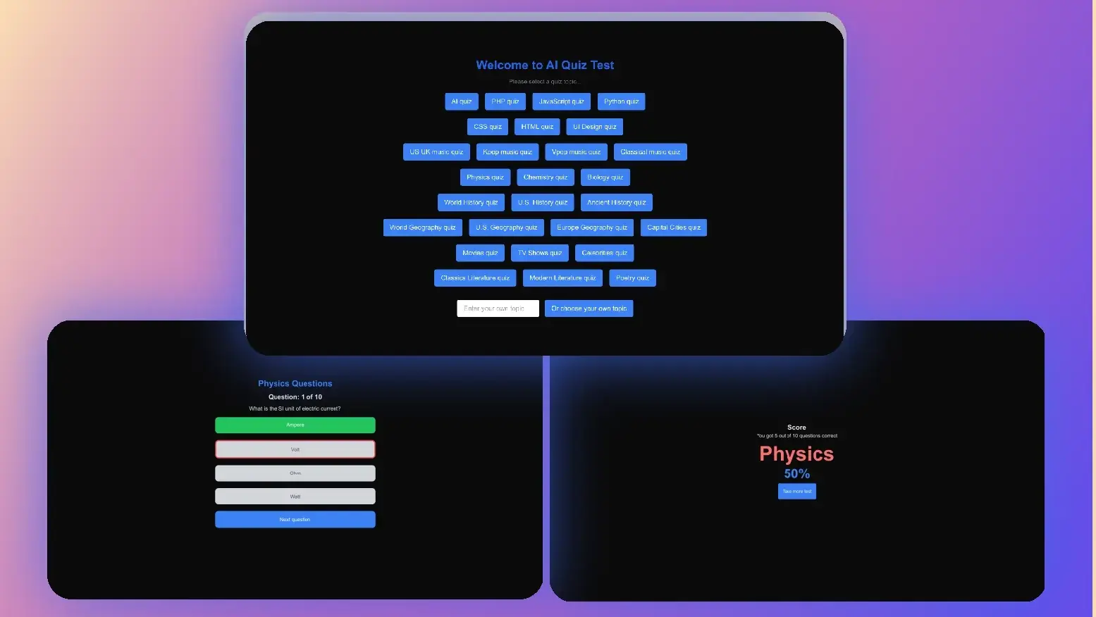 AI powered quiz app thumbnail